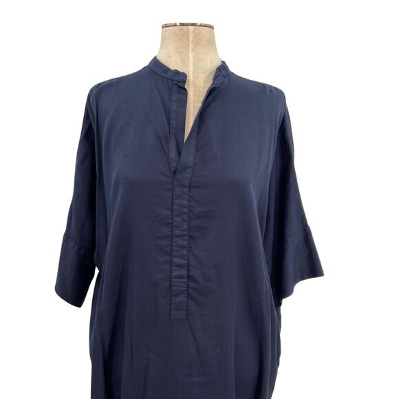Ocean + Main Easy Cotton Caftan Dress‎ Navy Blue Plus Size 1X - Picture 2 of 16